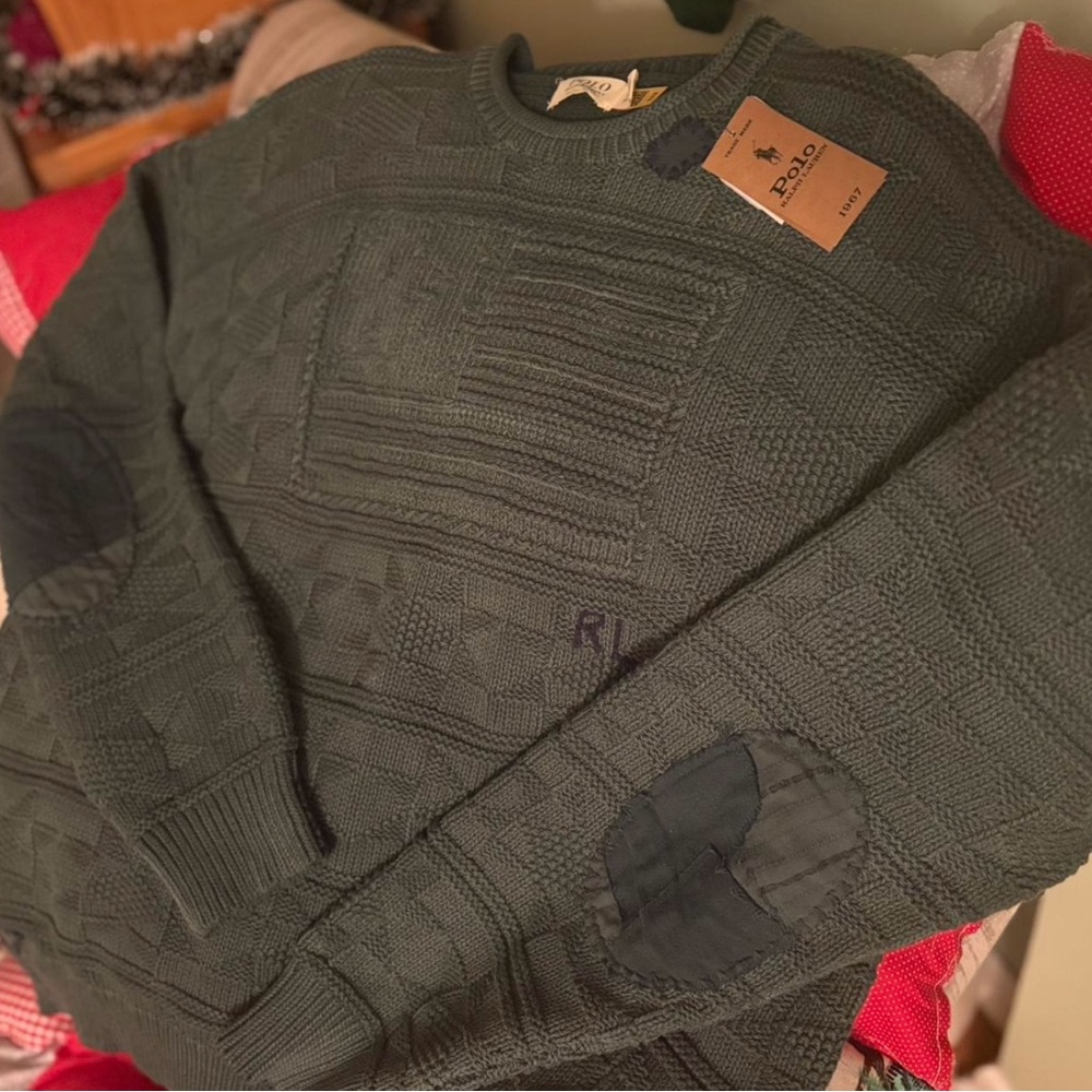 Polo by Ralph Lauren Dark Green Flag Crewneck Sweater